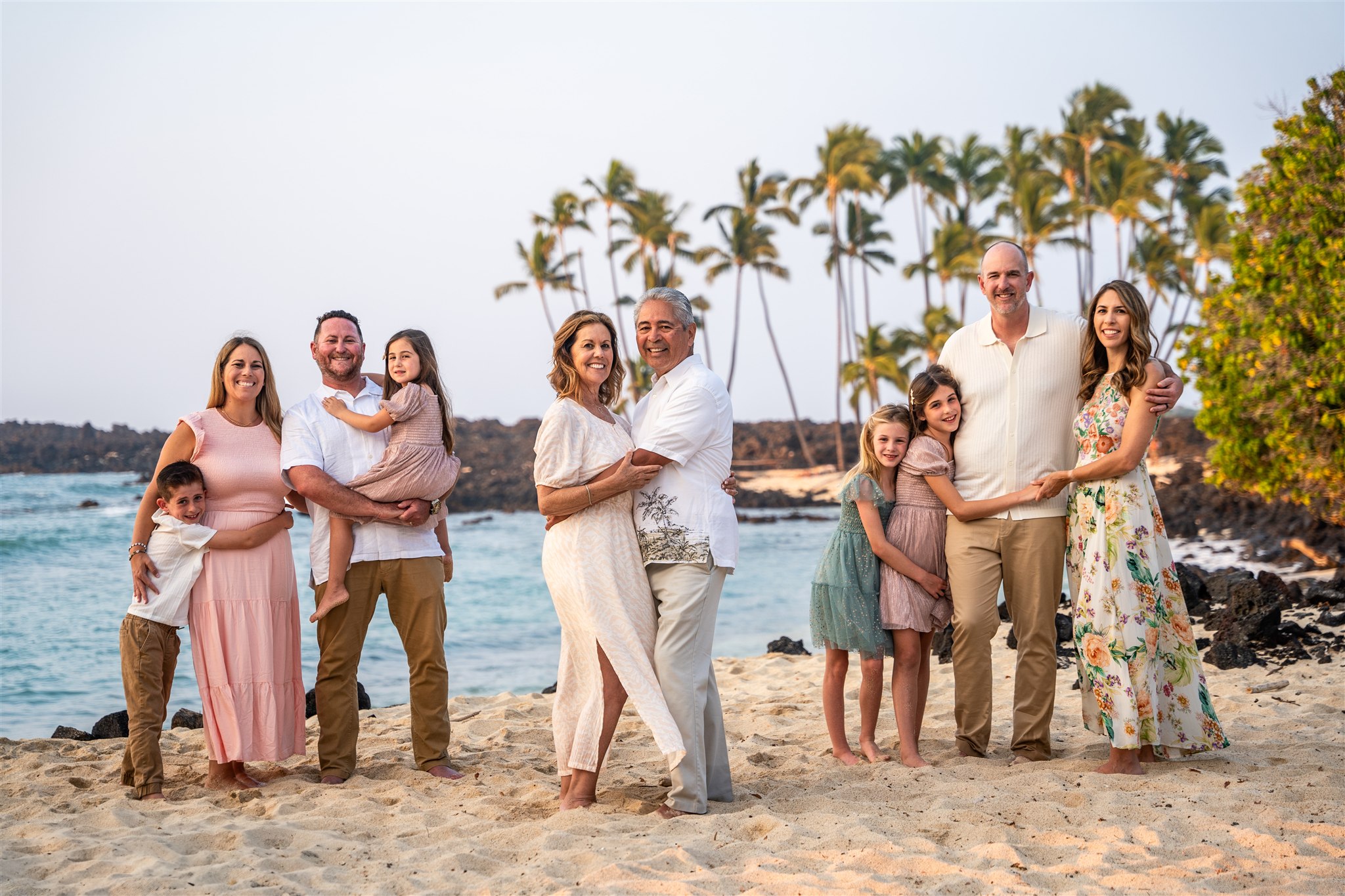 hawaii family portraits with three generations on the beach