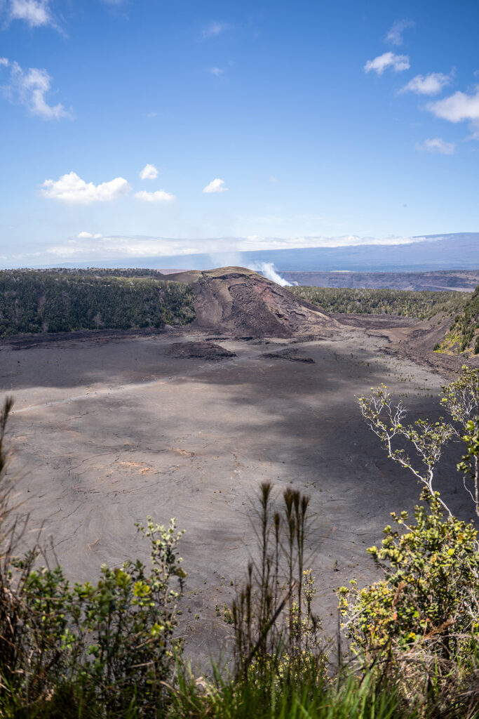 View of Kīlauea Iki Crater at Hawaii Volcanoes National Park on the Big Island of Hawaii.