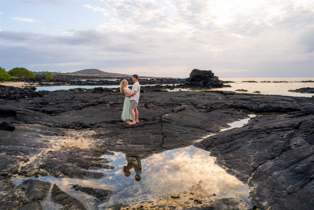 couples session lava rock reflection kikaua point park kona big island kona hawaii