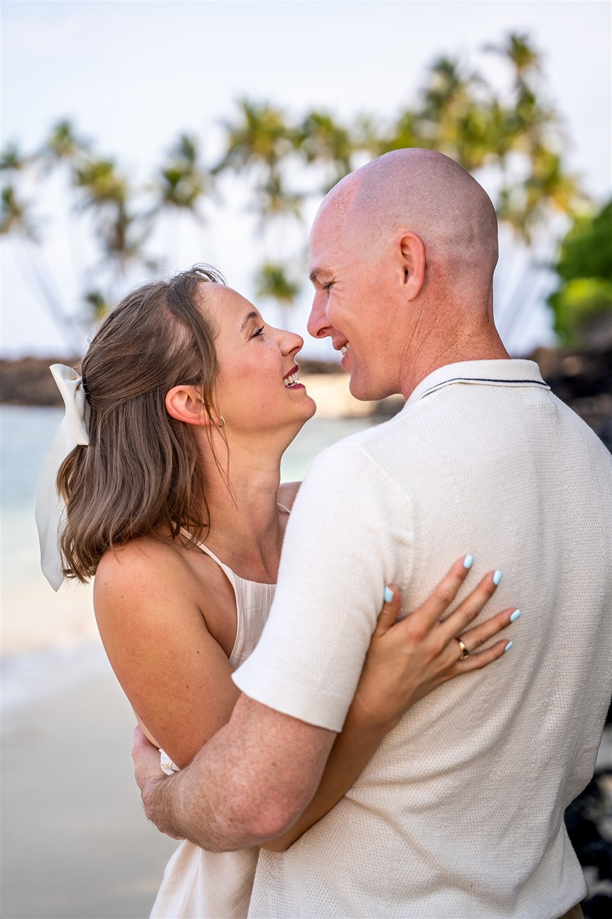 Hawaii couple photography with the couple looking at each other
