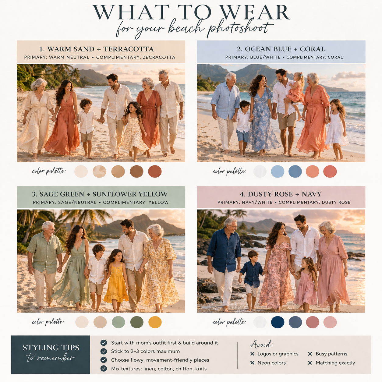 Hawaii family photo outfits for extended family