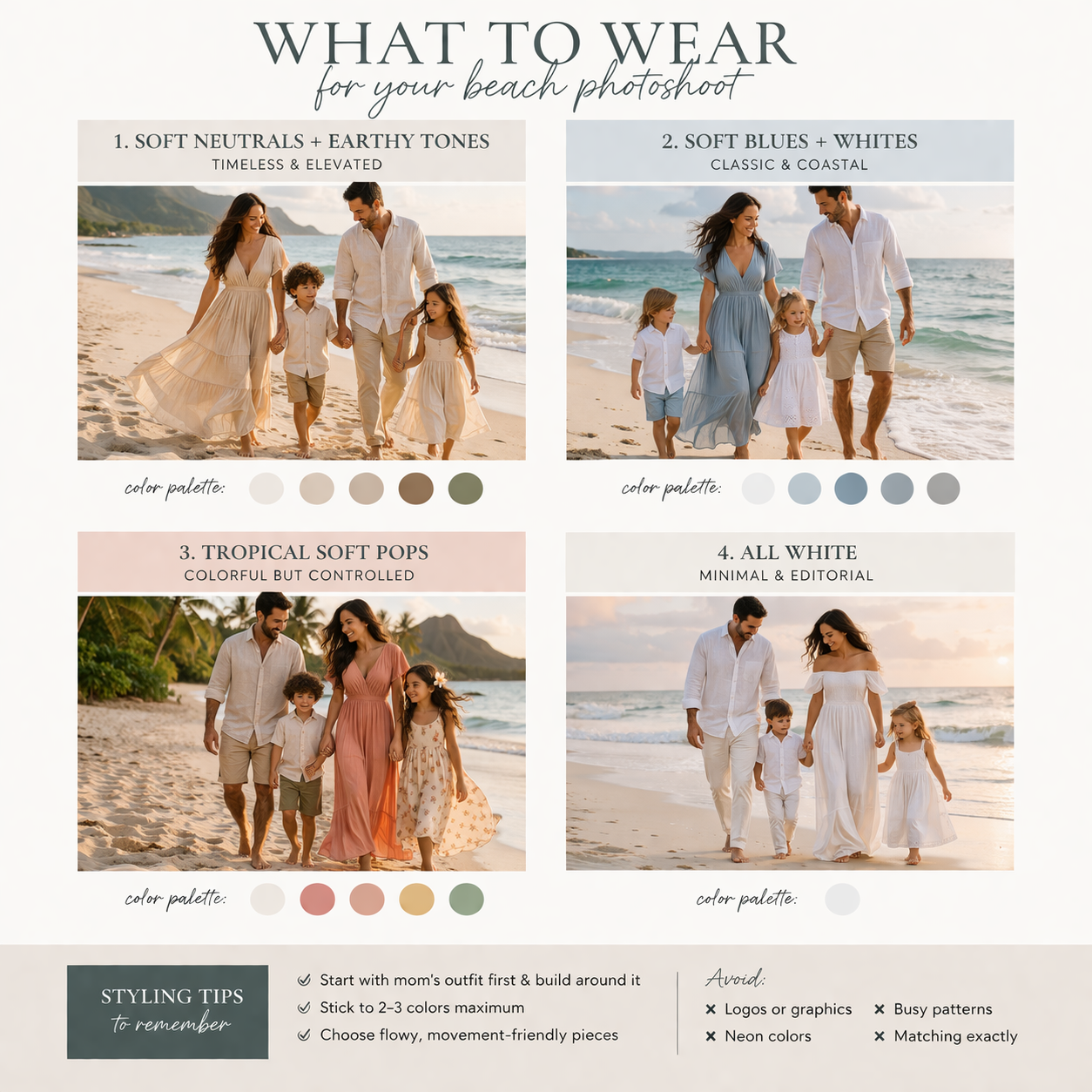 Hawaii family photo outfits for immediate family