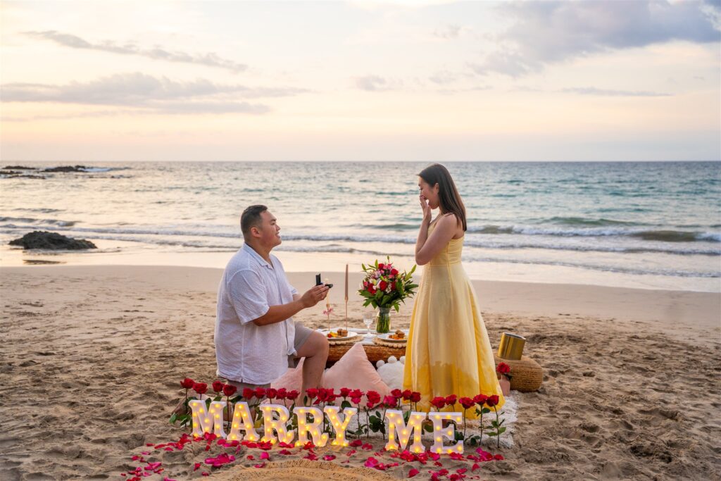 big island hawaii luxury proposal beach picnic