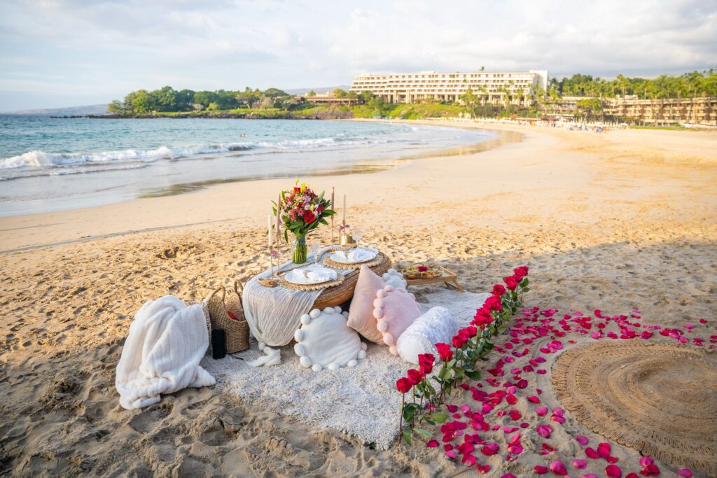 big island hawaii luxury proposal beach picnic